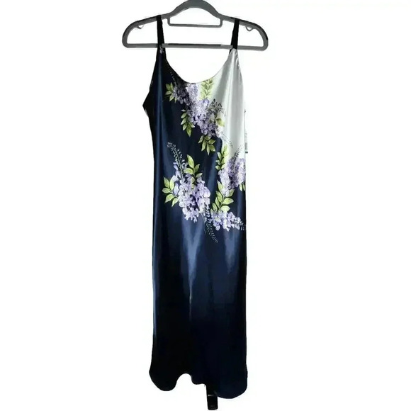 Jones New York NWT Women’s Navy Floral Slip Dress Adjustable Strap‎ Large - Picture 1 of 7